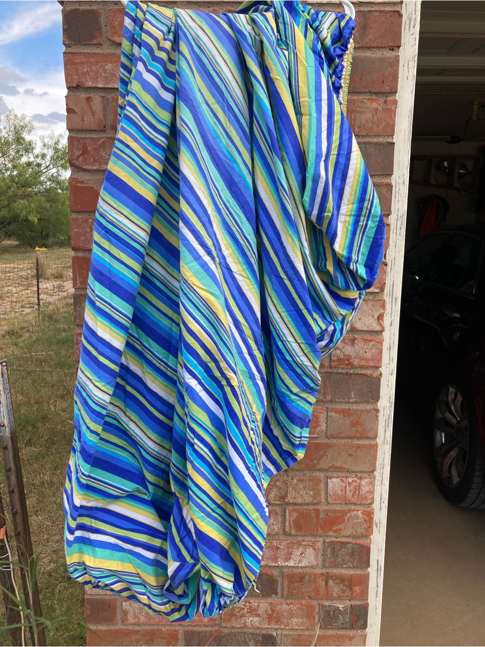 Ralph Lauren Blue Green Yellow Striped Elastic Waist Skirt
